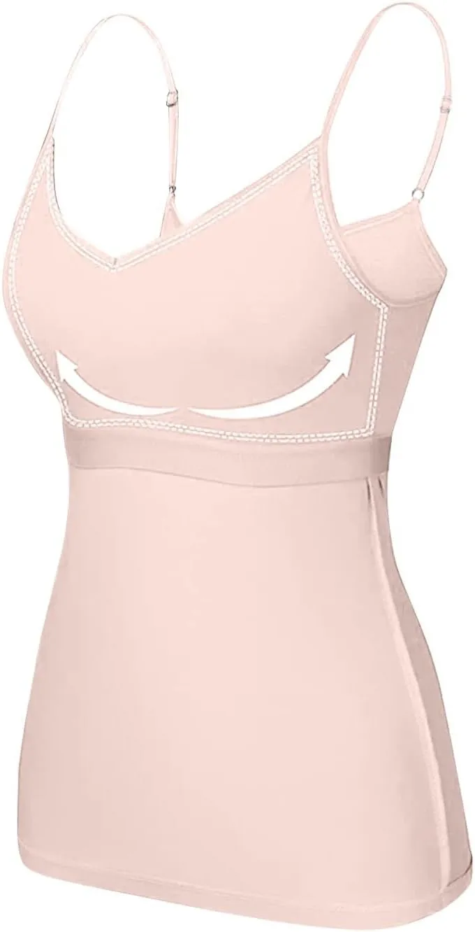 Women's Bra Camisole Tops Adjustable Spaghetti Strap Cami Tank Yoga Sports T-Shirts Athletic Outside with Chest Pad