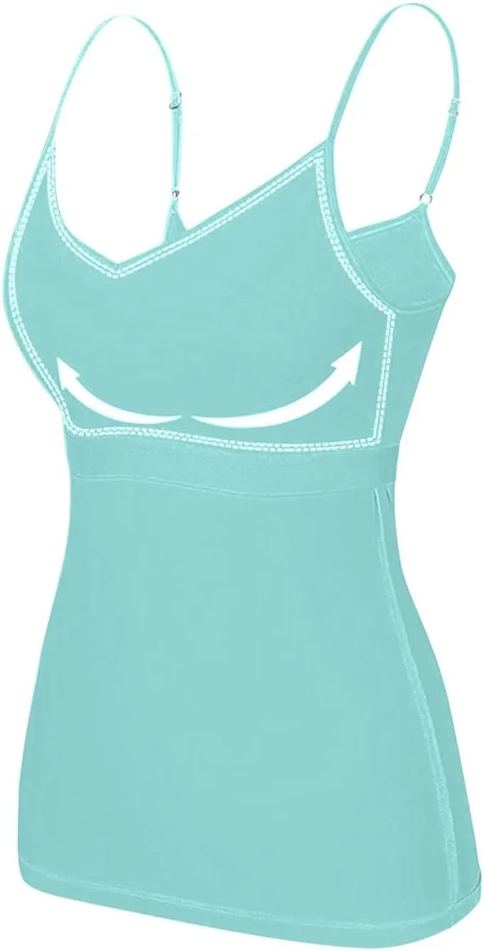 Women's Bra Camisole Tops Adjustable Spaghetti Strap Cami Tank Yoga Sports T-Shirts Athletic Outside with Chest Pad