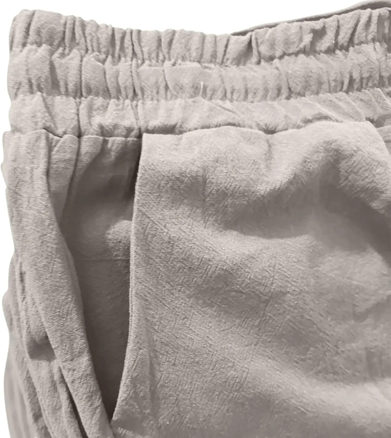 Women's Cotton Linen Pants Casual Loose High Waist Casual Wide Capri Pants Elastic Summer Beach Trousers with Pockets