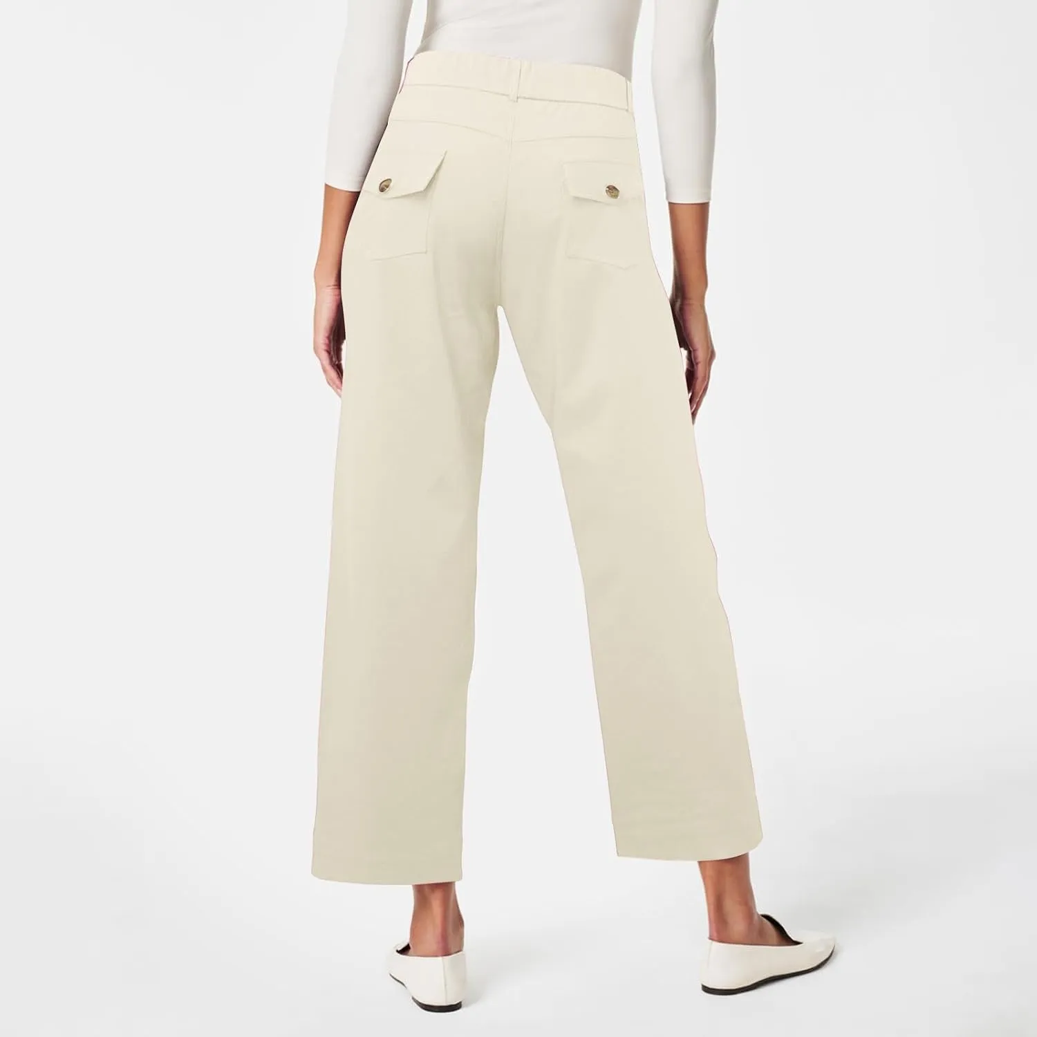 Women's Linen Blend Summer Drawstring Palazzo Pants Elastic Waist Stretchy Slim Fit Pants Trendy