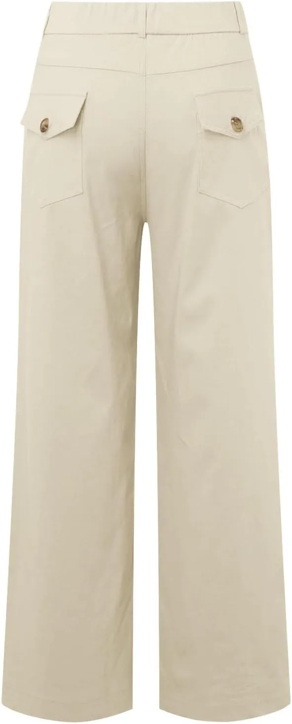 Women's Linen Blend Summer Drawstring Palazzo Pants Elastic Waist Stretchy Slim Fit Pants Trendy