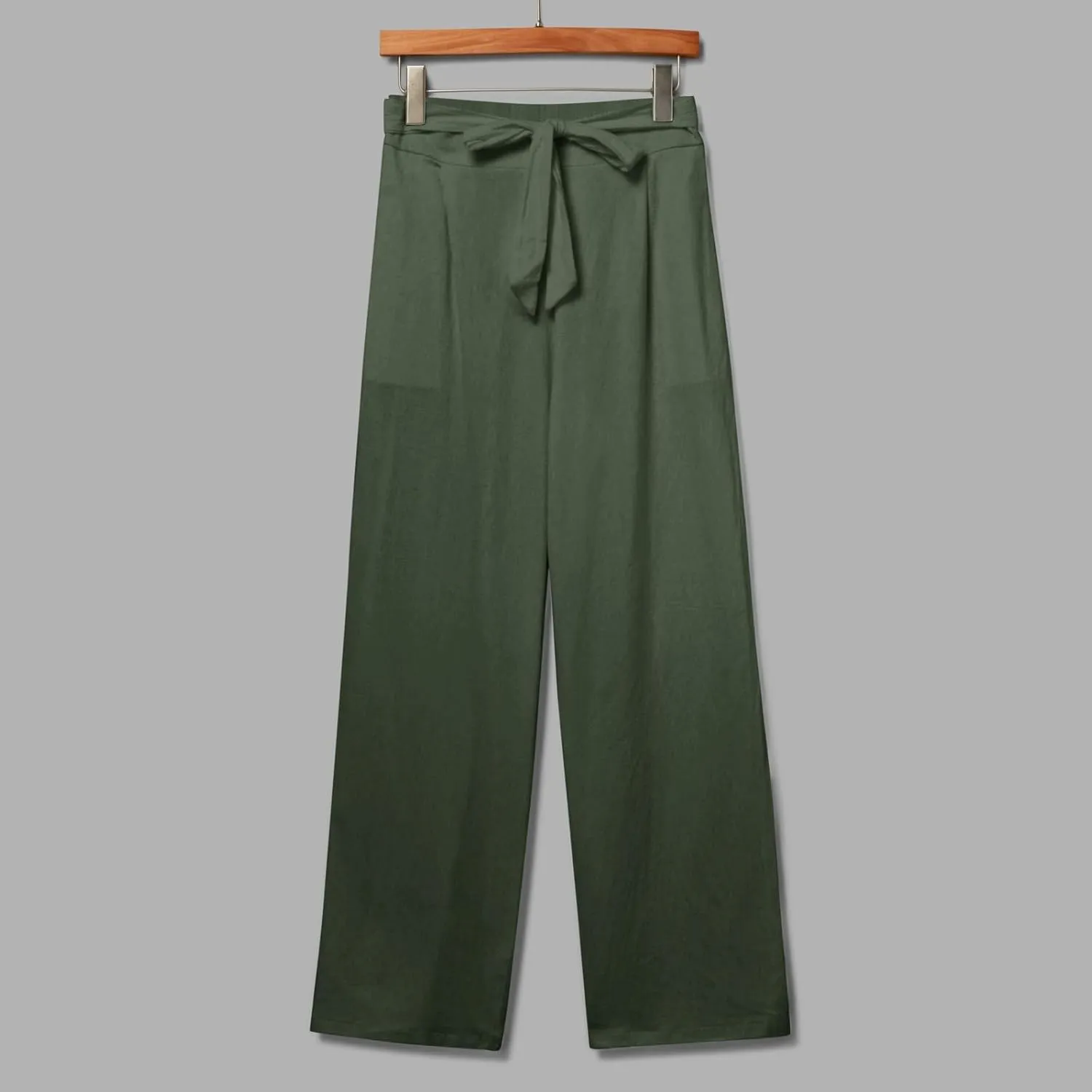 Womens Linen Blend Summer Y2K Streetwear Palazzo Pants Elastic Waist Bootcut Slim-Fit Trousers Beach