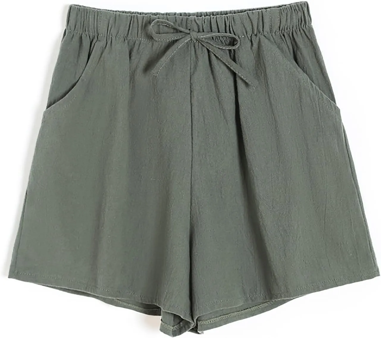 Women's Linen Shorts Casual Summer Elastic High Waisted Baggy Trouser Soft Comfy Drawstring Summer Vacation Outfits