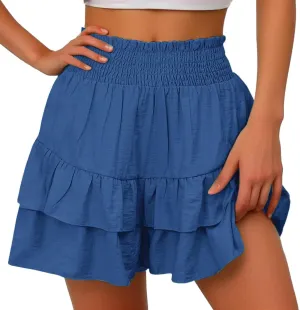 Womens Skorts Summer Casual Boho Flowy Skirt Shorts High Waist Mini Skirts Ruffle Tiered Golf Tennis Y2K Clothes