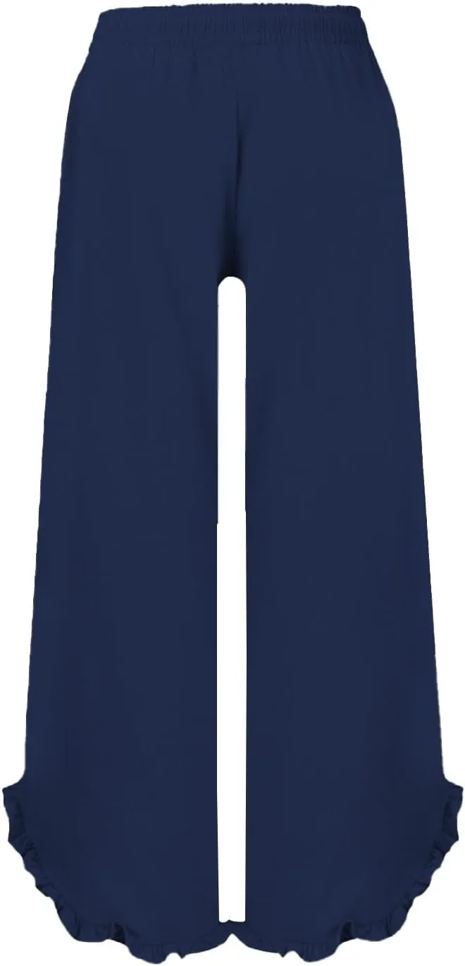 Womens Summer Linen Pant Waisted Elastic Drawstring Pants Pure Color Casual Beach Trousers with Pockets