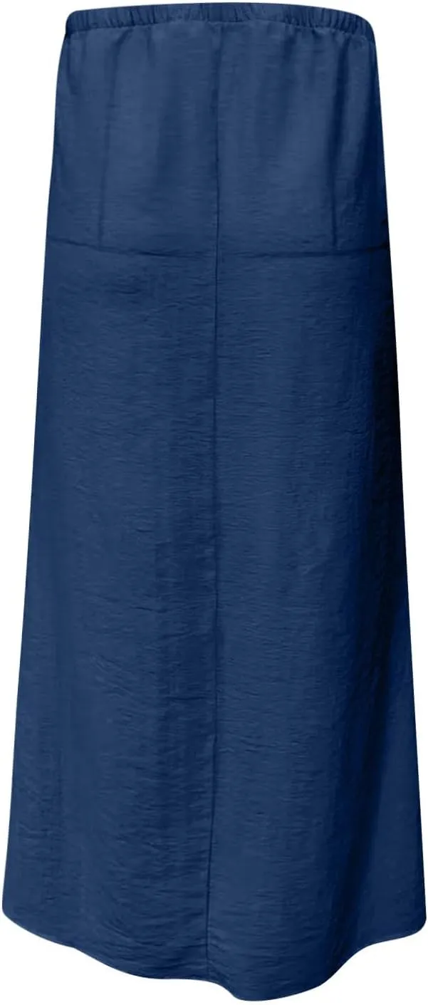 Womens Summer Maxi Skirt Low Rise Lace Up Midi Skirt Casual Long Skirt A Line Lounge Skirt Trendy Beach Skirts