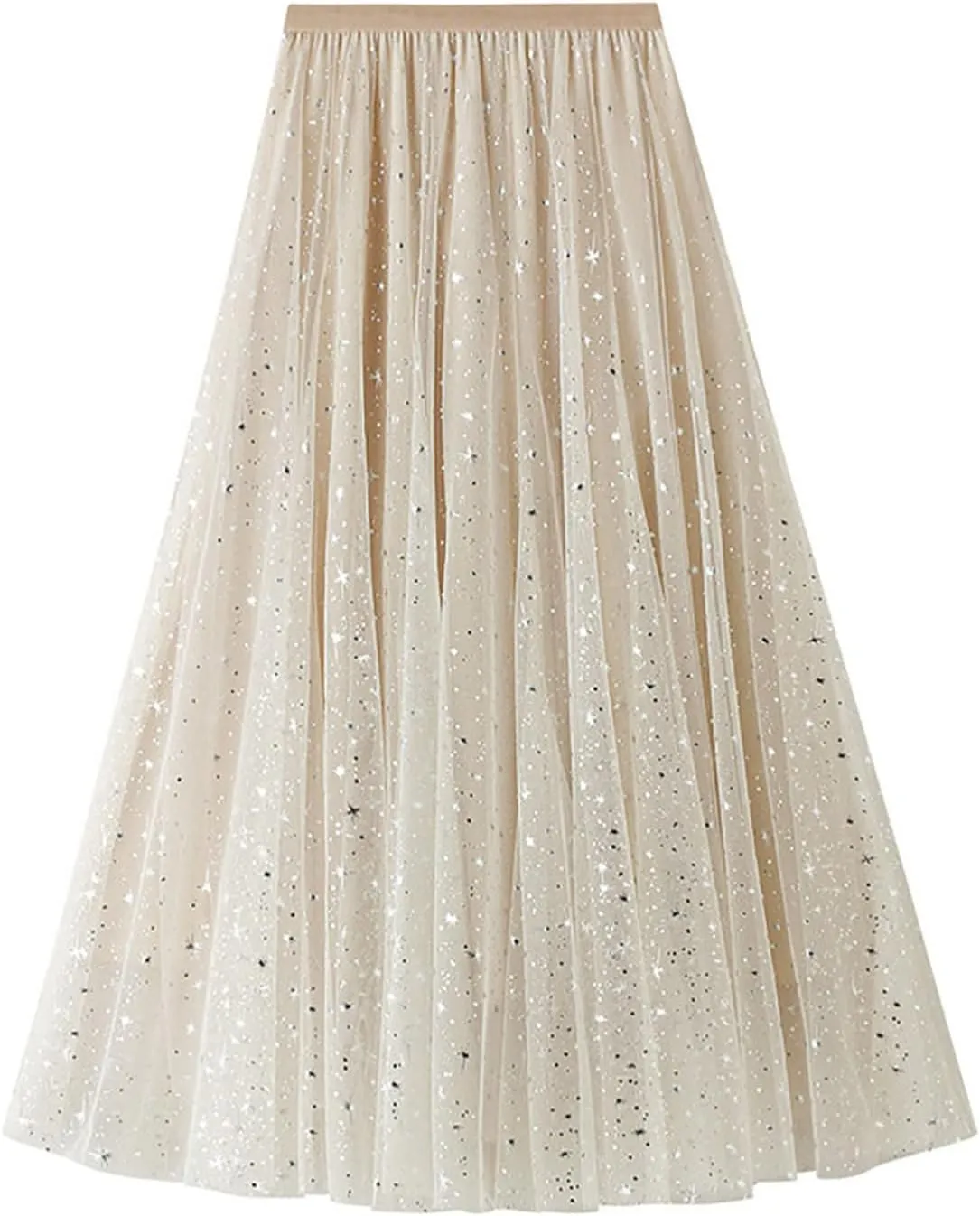 Womens Tutu Skirts Sequin Long Skirt Sparkly Tulle Skirts A Line Fairy Skirt Evening Party Skirts Cocktail Skirt