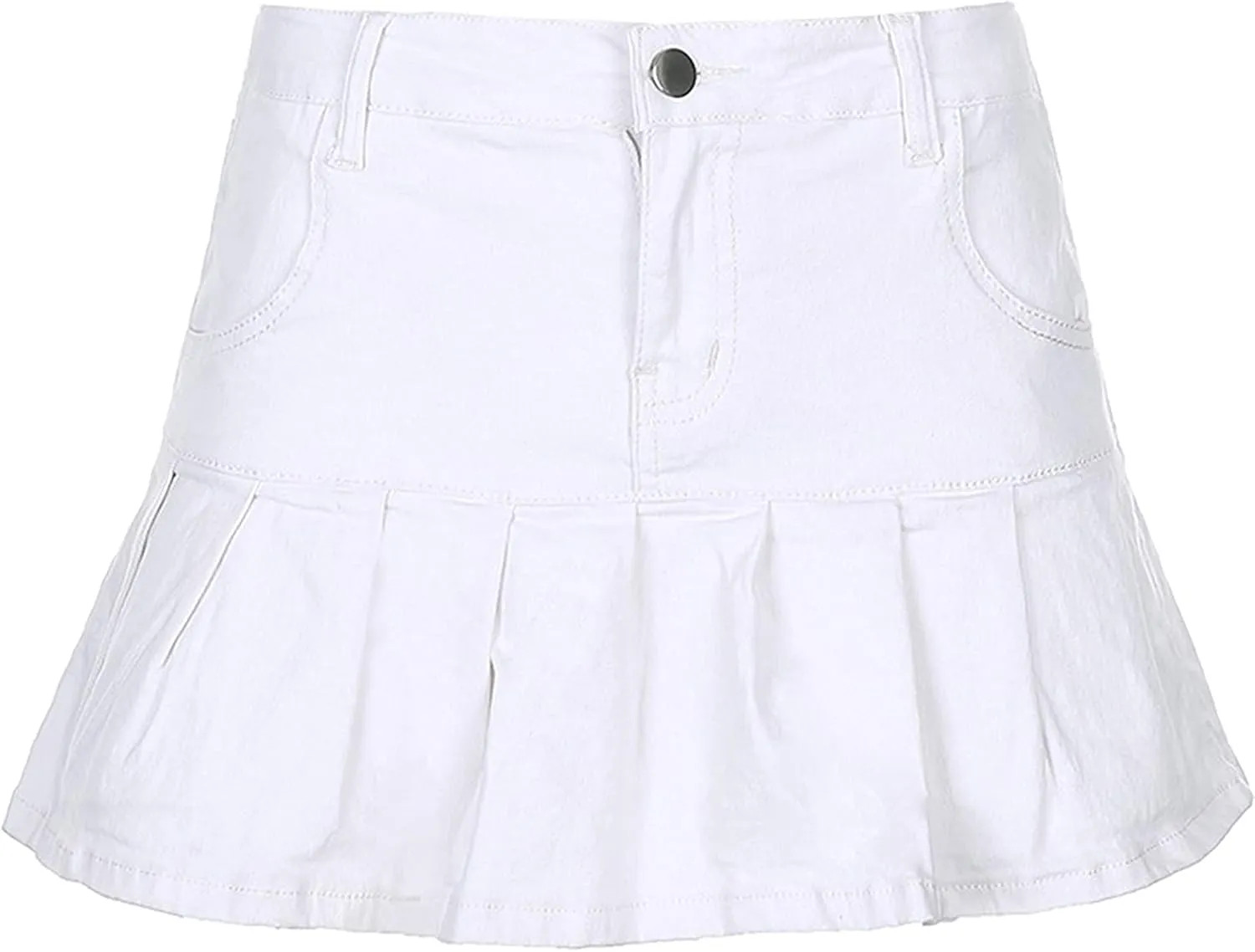 Yeokou Women's Casual Slim A-line Pleated Ruffle Short Mini Denim Skirts