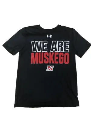 Youth Black Under Armour Locker "We Are Muskego" S/S Performance Shirt
