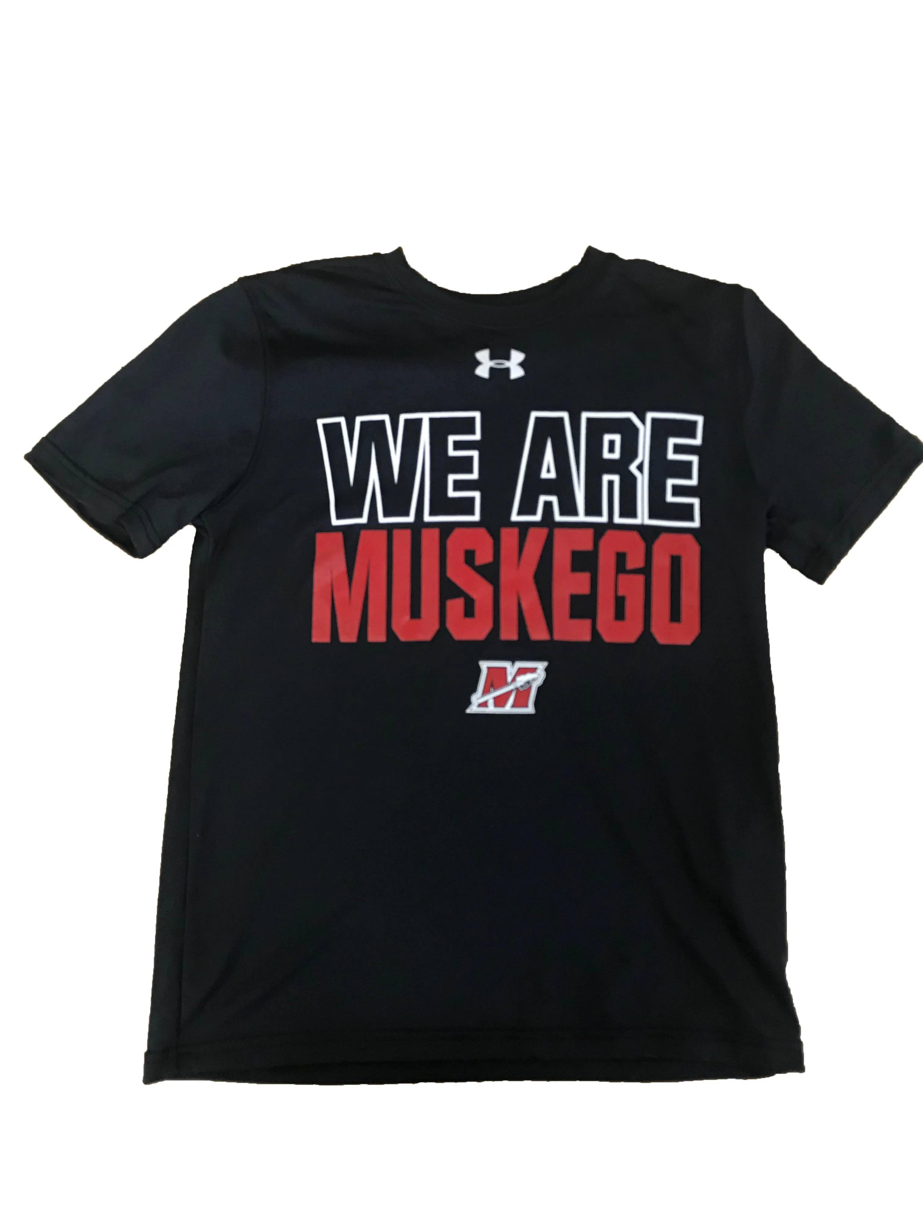 Youth Black Under Armour Locker "We Are Muskego" S/S Performance Shirt